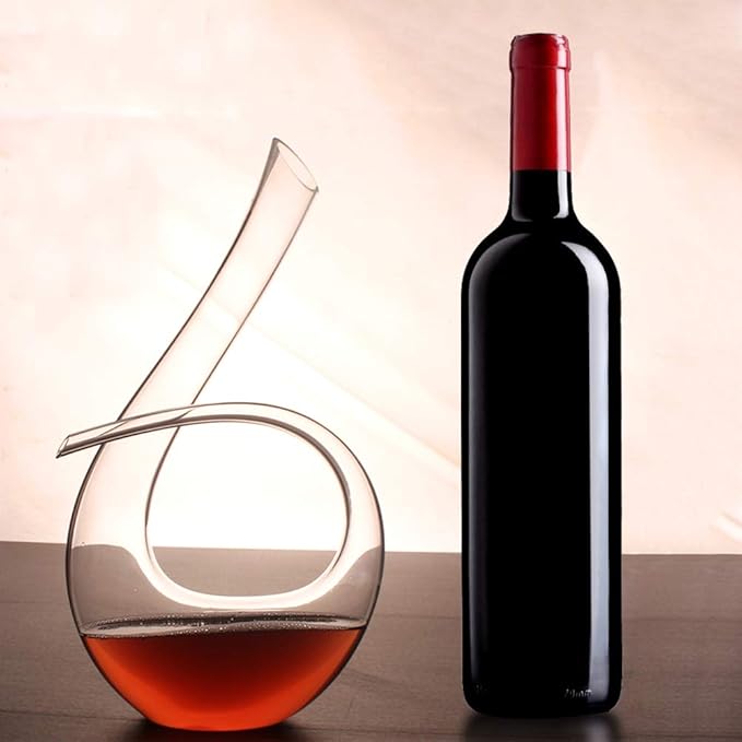 EVTSCAN Wine Pourers, 1500ml 6-shaped Decanter Red Wine Brandy Handmade Crystal Glass Aerator Bottle Pourer