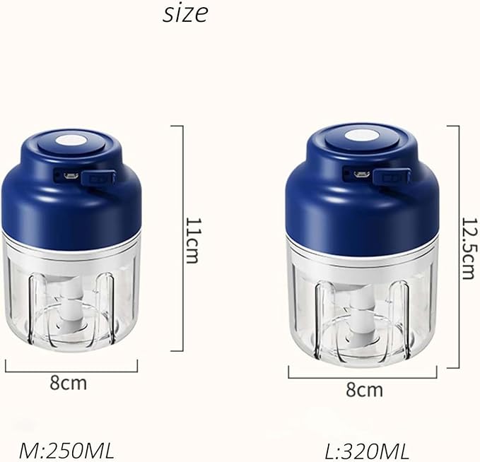 Electric Garlic Chopper, Mini Portable Veggie Cutter with 4/6 Stainless Steel Blades, Portable Wireless Rechargeable Mini Electric Garlic Food Chopper for Garlic, Onion, Chili, Nuts (Green,250ML)