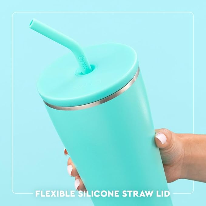 Swig Life 32oz Straw Tumbler, Travel Coffee Tumbler with Lid, Cup Holder Friendly Travel Coffee Mug, Stainless Steel, 32 oz Reusable Insulated Coffee Mug (Saturdays In Stillwater)