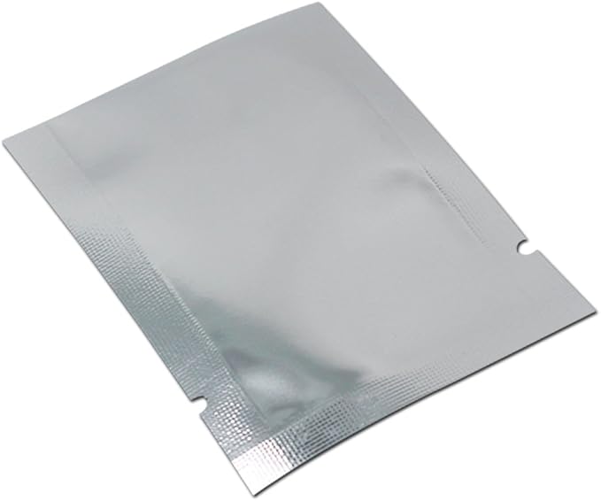 Silver Aluminum Foil Pouch Heat Seal Front Window Plastic Mini Open Top Flat Vacuum Packaging Mylar Bag Food Small Sample Mylar Storage with Tear Notch (500, 7x10cm(2.7x3.9 inch))