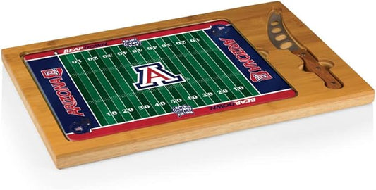 PICNIC TIME NCAA Icon Glass Top Cutting Board & Knife Set, Cheese Boards Charcuterie Boards, Serving Platter, (Parawood & Bamboo)