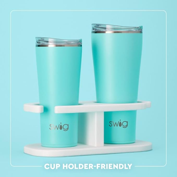 Swig Life 32oz Insulated Tumbler, Travel Coffee Tumbler with Lid, Cup Holder Friendly Travel Coffee Mug, Stainless Steel, 32 oz, Reusable Insulated Mug with Lid (Mahjong)