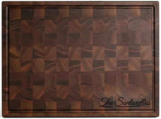 Handmade Personalized Walnut End Grain Cutting Board – Custom Engraved Wood Chopping Block, Perfect Gift for Home Chefs by GrainWoods (20x14x2 Inches)