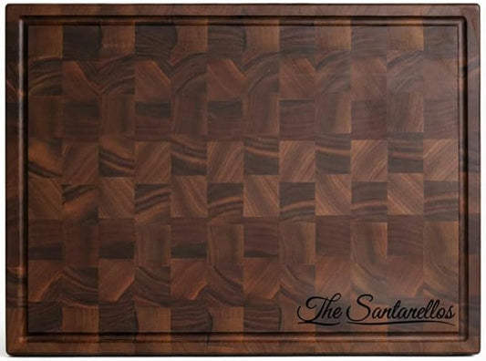 Handmade Personalized Walnut End Grain Cutting Board – Custom Engraved Wood Chopping Block, Perfect Gift for Home Chefs by GrainWoods (24x18x2 Inches)