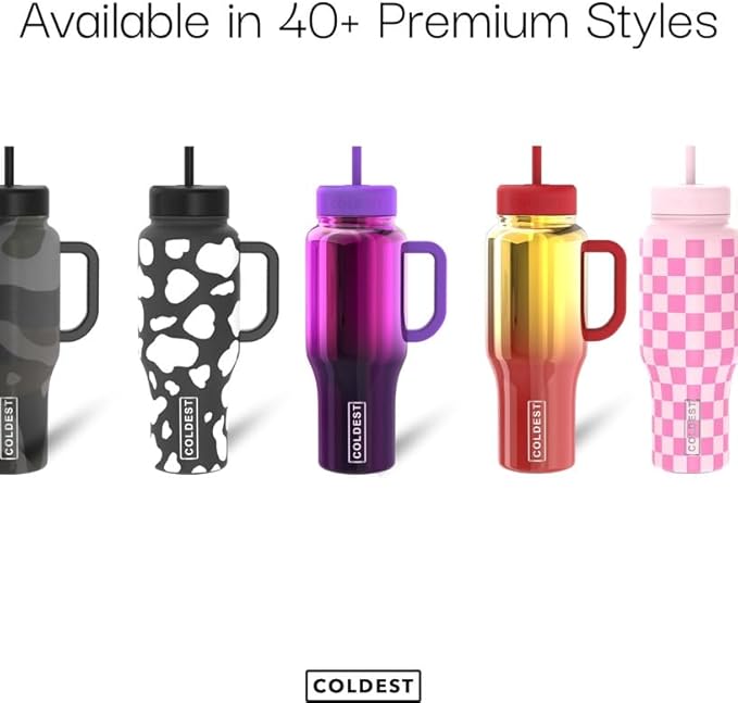 Coldest Tumbler with Handle and Straw - 100% Spill Proof Tumbler with Straw (3 Lids) - Stainless Steel Insulated Leakproof Tumblers for Women & Men - Cup Holder Friendly - 46 oz (Earth Nova)