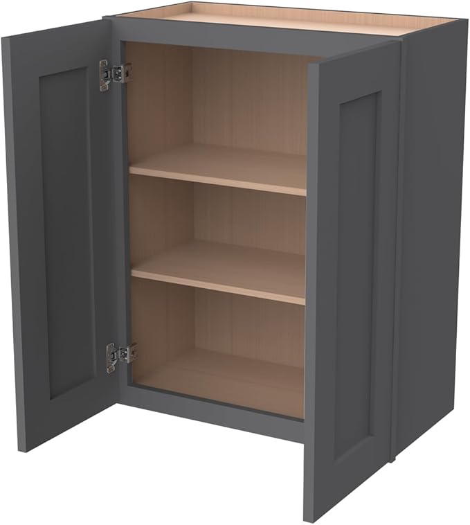 Wall-Mounted Cabinet – Solid Wood Shaker Style Medicine Cabinet with Adjustable Shelves & Soft-Close Doors for Bathroom, Kitchen, and Office Storage (Pebble Gray, 39" W x 12" D x 42" H)