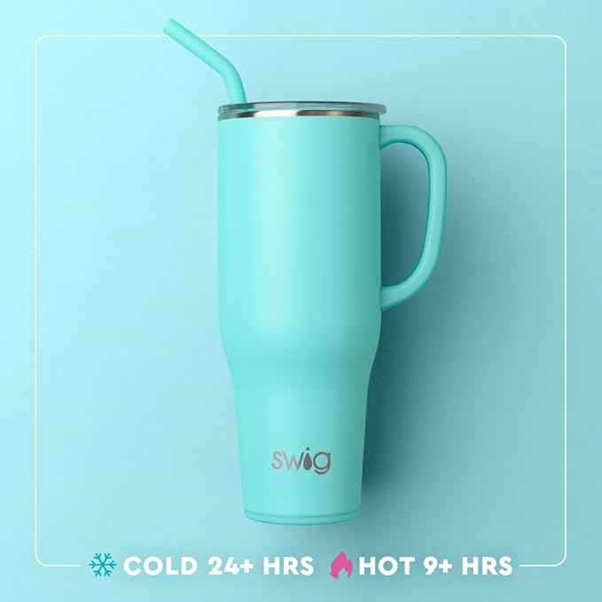 Swig Life 40oz Mega Mug, 40 oz Tumbler with Handle and Straw, Cup Holder Friendly, Dishwasher Safe, Lightweight Extra Large Insulated Tumbler, Stainless Steel (Classic Nutcracker)