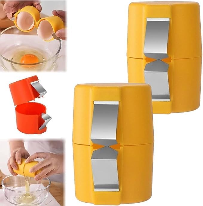 Egg Topper Cutter Tool Egg Cracker Tool Egg Shell Opener Hard Boiled Egg Peeler Egg Shell Opener for Hard Boiled Eggs Egg Cracker Tool For Eggs Kitchen Gadgets (2, Yellow)