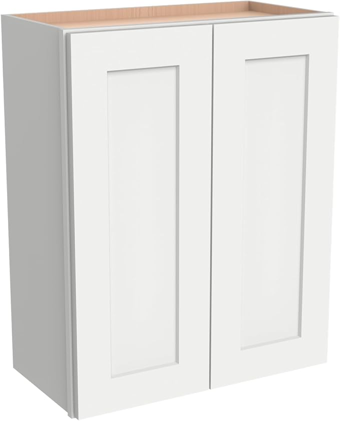 Wall-Mounted Cabinet – Solid Wood Shaker Style Medicine Cabinet with Adjustable Shelves & Soft-Close Doors for Bathroom, Kitchen, and Office Storage (Origami White, 36" W x 12" D x 36" H)