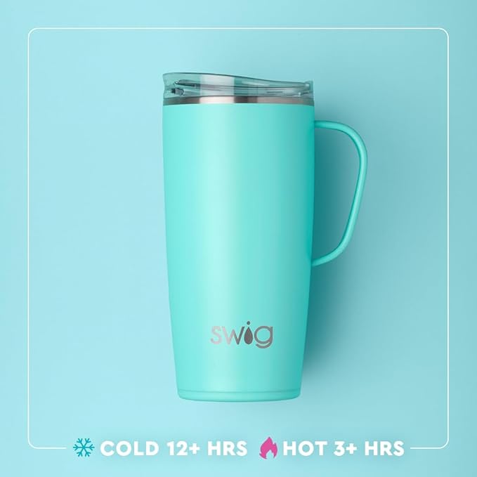 Swig Life 22oz Travel Mug, Insulated Tumbler with Handle and Lid, Travel Coffee Mug, Cup Holder Friendly, Stainless Steel 22 oz Tumbler, Reusable Insulated with Lid (Pagoda Paradise)