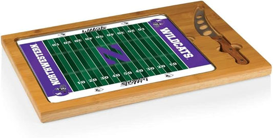 PICNIC TIME NCAA Icon Glass Top Cutting Board & Knife Set, Cheese Boards Charcuterie Boards, Serving Platter, (Parawood & Bamboo)