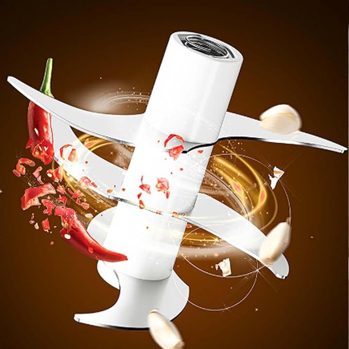 Electric Garlic Chopper, Mini Portable Veggie Cutter with 4/6 Stainless Steel Blades, Portable Wireless Rechargeable Mini Electric Garlic Food Chopper for Garlic, Onion, Chili, Nuts (Blue,250ML)