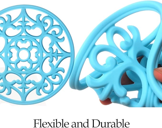 ME.FAN Trivets for Dishes/Pots/Pans, 3 Pcs Silicone Mats, Flexible/Durable/Non Slip Hot Pads to Protect Table and Counter Top (Green)