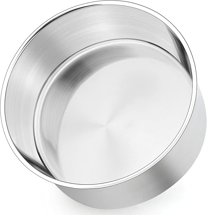 P&P CHEF 8 Inch Cake Pans Set, Round Baking Pan Stainless Steel Layer Birthday Wedding Cake Oven Pans, Non Toxic & Heavy Duty, Deep Side & Mirror Finish, Dishwasher Safe, (1Pc)