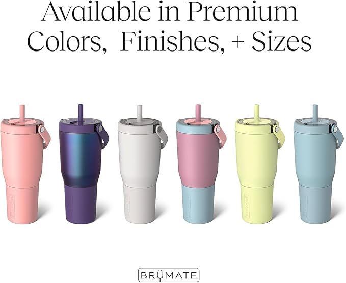 BrüMate Resa 35oz 100% Leakproof Tumbler w/Handle & Straw | Flexible SoftSip Straw | Silicone Sleeve for Durability | Stainless Steel | Cup Holder & Travel Friendly Water Bottle (Glacier)
