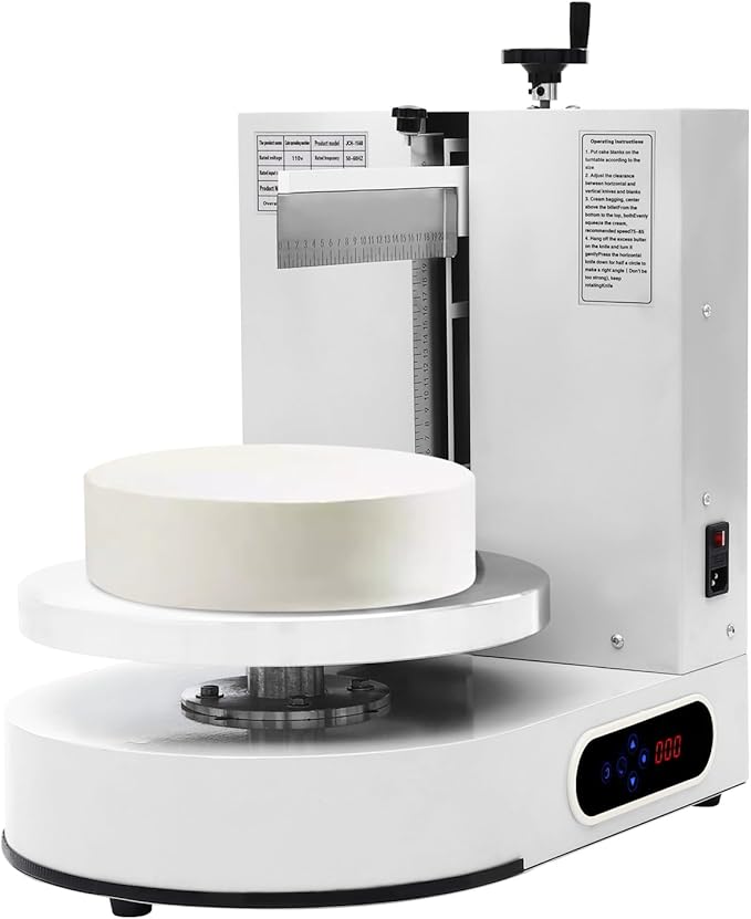 200W Electric Cake Decorating Machine, 110V Cake Spreading Machine Automatic Cake Coating Machine Speed: 30-200RPM for Cake Diameter: 4-12in (White)