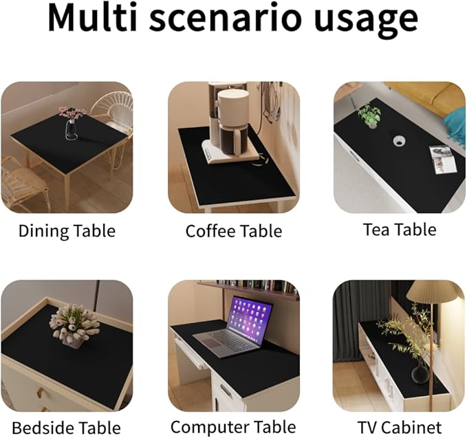 Dresser Topper - 12x74 Inch Waterproof Easy to Clean Can Conceal Flaws Protector The Table Top from Scratches Used for Coffee Table Dresser(Black+Black 12x74)