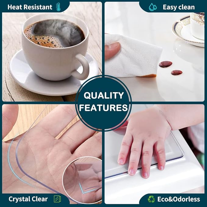 PVC Tablecloth Cover Clear Plastic Table Protector Transparent Vinyl Table Cloths Water Rresistant Wipeable Furniture Topper Pad for Bench Entryway Coffee Bedside Desk Mat Rectangle 6 Foot 18x78.8 in