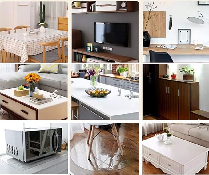 NECAUX 17 x 24 Inch Frosted Table Protector, 1.5mm Thick Plastic Waterproof Desk Pad Table Cover Tablecloth Placemats for Dining Table Writing Desk Side End Table Night Stand Dresser Vanity Decor