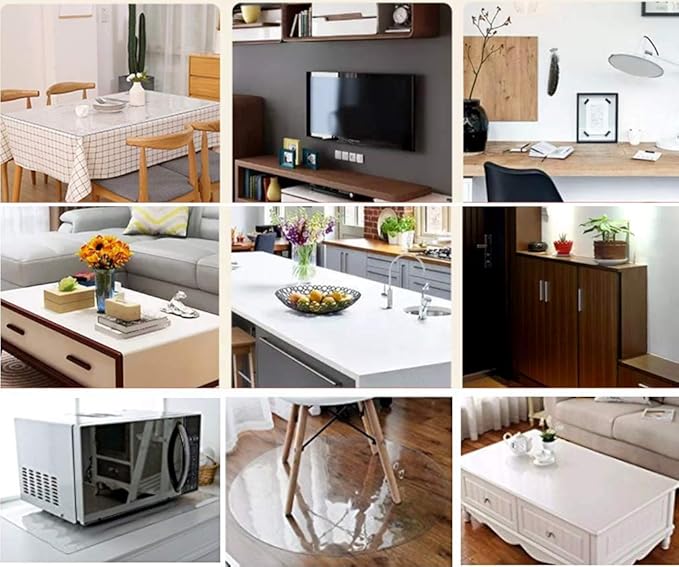 NECAUX Custom 28 x 80 Inch Clear Table Cover Protector, 1.5mm Thick Water Resistant Plastic Non-Slip Protective Table Pad Decorative Tablecloth for Meeting Table, Trainning Table, Conference Table