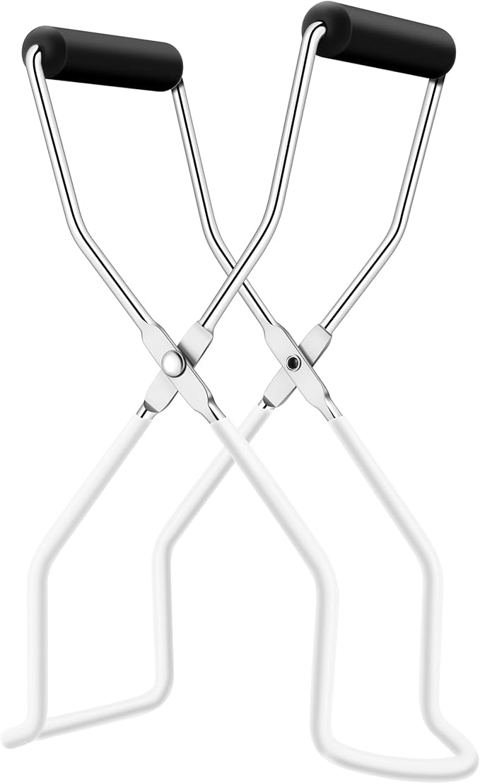 Rainspire Canning Jar Lifter, Canning Tongs Jar Lifter, Canning Tools, Canning Supplies for Home Kitchen, Stainless Steel, White