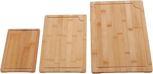 3pcs Wood Chopping Boards, Smooth Cutting Boards Set with Grooves and Inner Handles, for Kitchen, Meat, Vegetables, Cheese