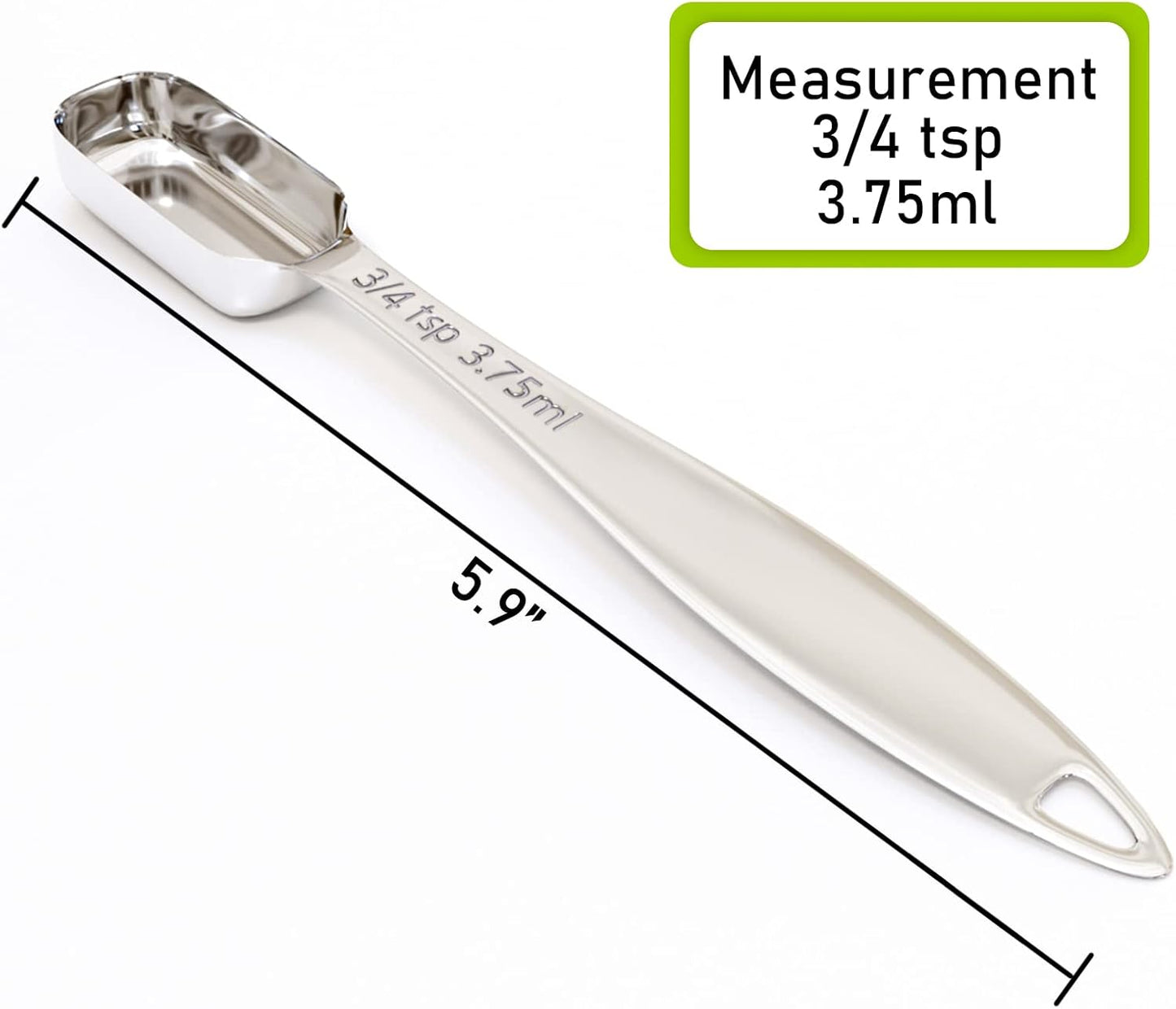 2PCS 3/4Teaspoon (3.75ml) Single Measuring Spoon, Individual Stainless Steel Long Handle Measure Tablespoon Only
