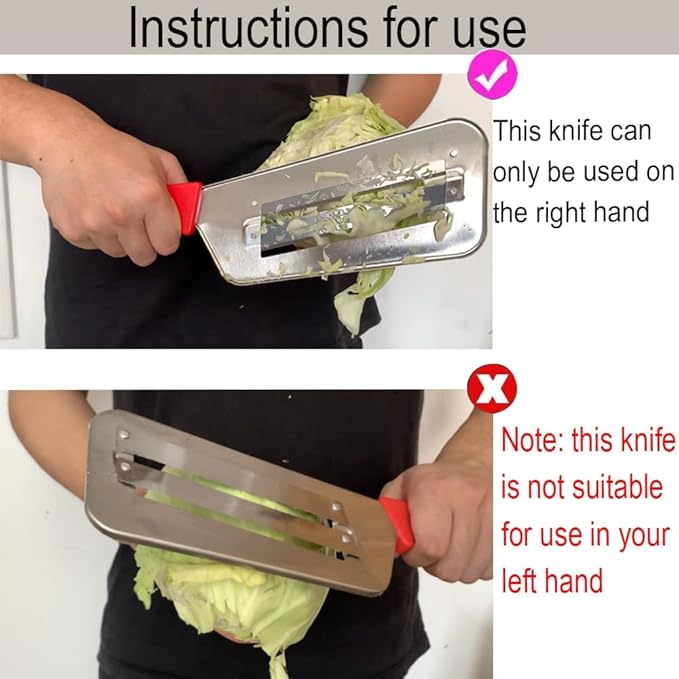 YukaBa Cabbage Kitchen Knife Slicer Chopper Shredder Sauerkraut Cutter Coleslaw Grater (Red-A)