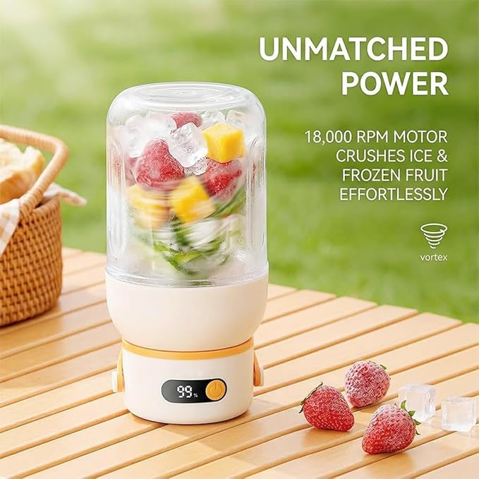 Portable Electric Juicer Cup with Zero Cord Hassle,Fresh Juice Mini Fast Portable,18000 Rpm High Speed with Digital Display&Leakproof Lid,Automatic Cleaning with Straw and Two Lids (1000ml/35.27oz)