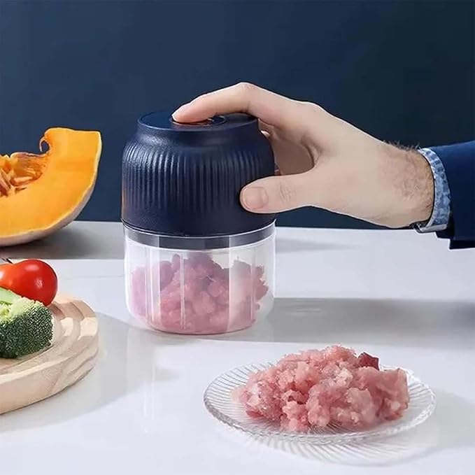 Electric Garlic Chopper, Mini Portable Veggie Cutter with 4/6 Stainless Steel Blades, Portable Wireless Rechargeable Mini Electric Garlic Food Chopper for Garlic, Onion, Chili, Nuts (2PCS-B,320ML)