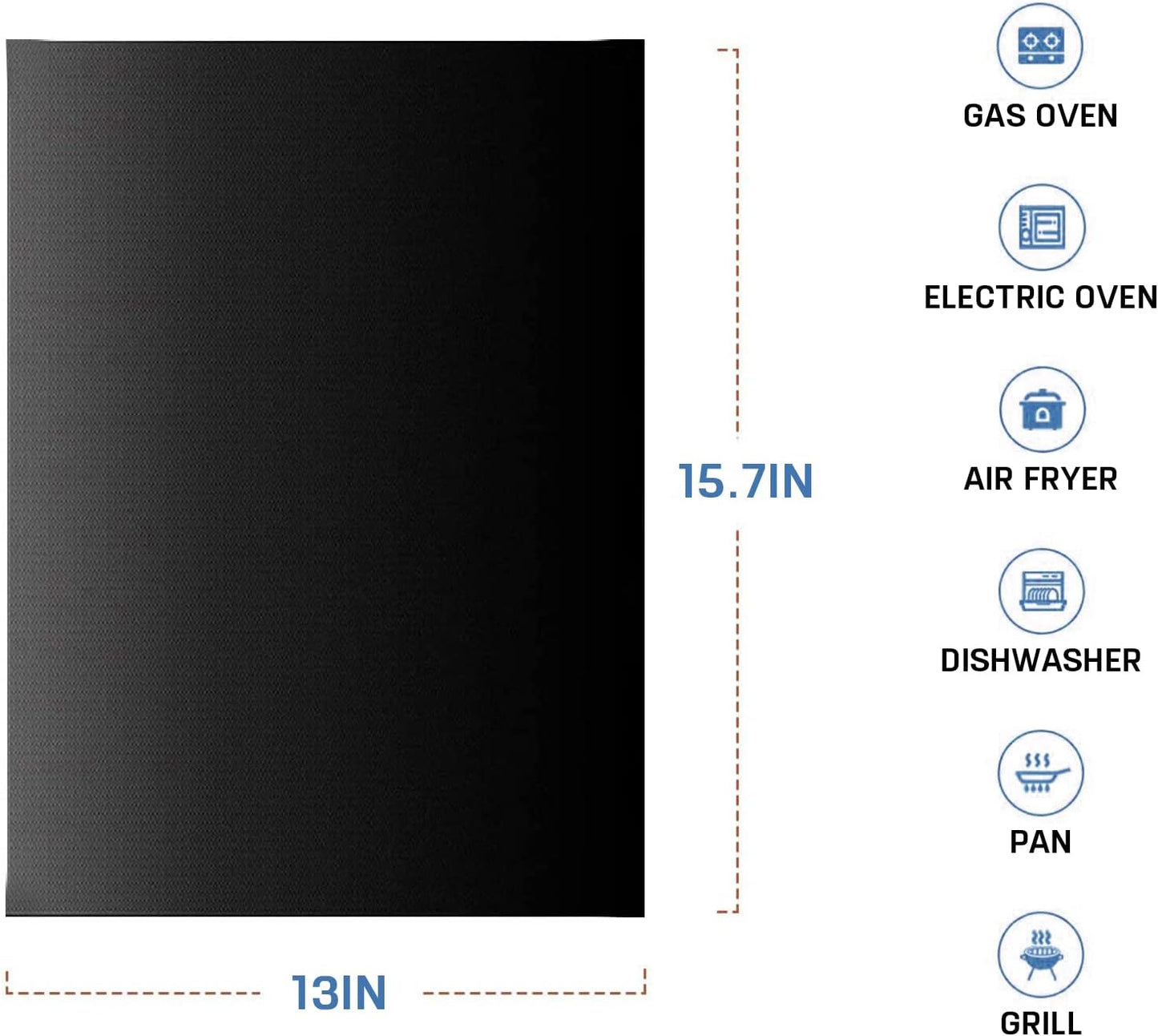Large Oven Liners，5 PACK Heavy Duty Teflon Oven Liners,BBQ Grill Mats for Bottom of Oven for Gas, Electric and Fan Assisted Ovens，Baking Mat, Oven Protector Sheets，Reusable