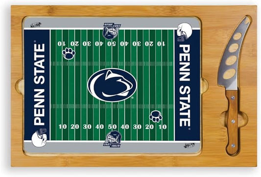 PICNIC TIME NCAA Icon Glass Top Cutting Board & Knife Set, Cheese Boards Charcuterie Boards, Serving Platter, (Parawood & Bamboo)