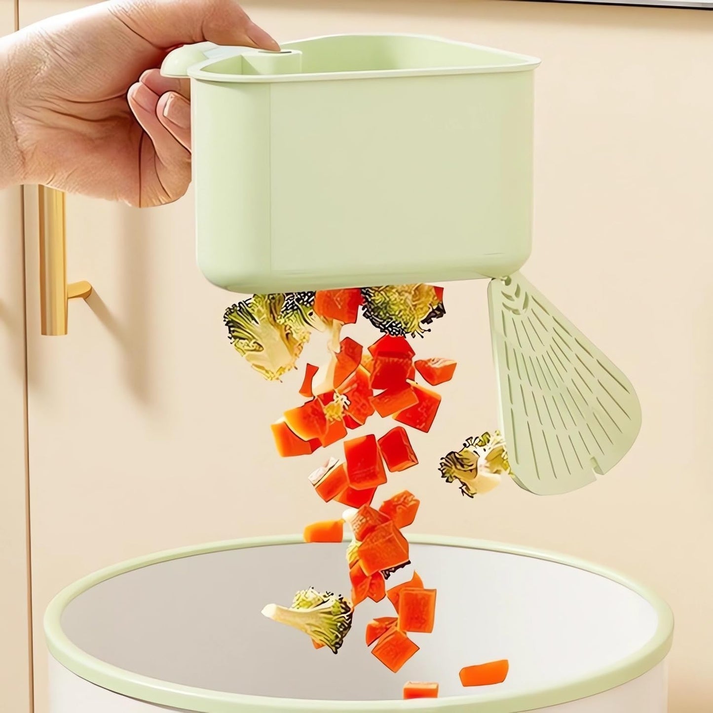 Suction Cup Sink Corner Rack 2026 Upgrade Corner Sink Strainer Basket Automatic Dumping Suction Cup Press Sinks Drainer Basket Faucet Sponge Storage Rack Food Waste Catcher for Sink (1PC - Green)