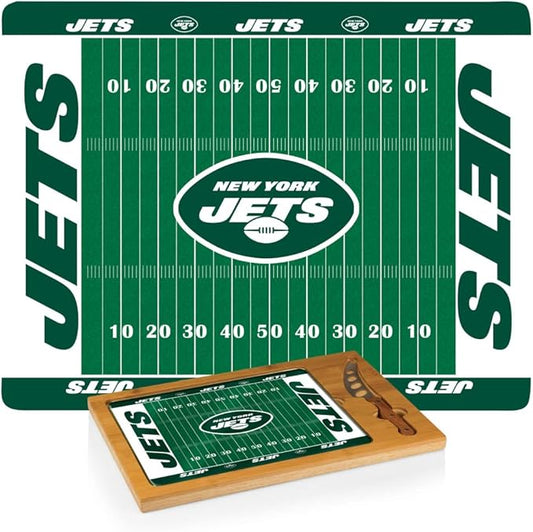 PICNIC TIME NFL Football Field Icon Glass Top Cutting Board & Knife Set, (Parawood & Bamboo)