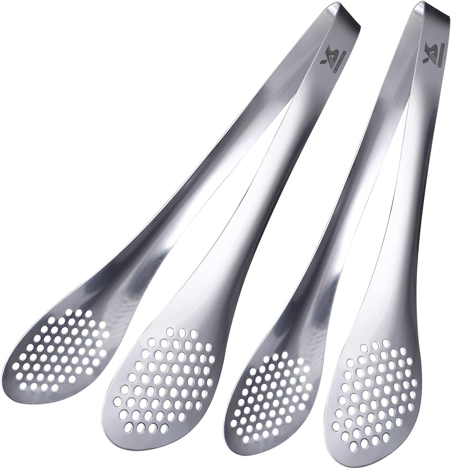 MSY BIGSUNNY 11Inch Kitchen Cooking Food Tongs Stainless Steel Buffet Tongs (silver, 2 pack)