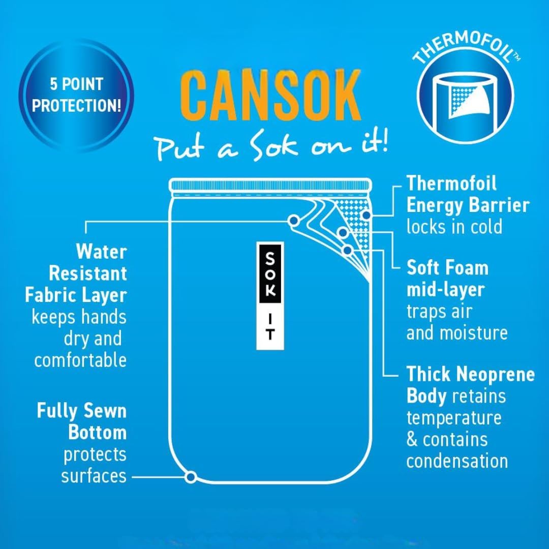 Sok It CanSok Sleeve for Beer & Soda Insulated Neoprene Cover (Botanical Teacups, 12oz Can Sleeve)