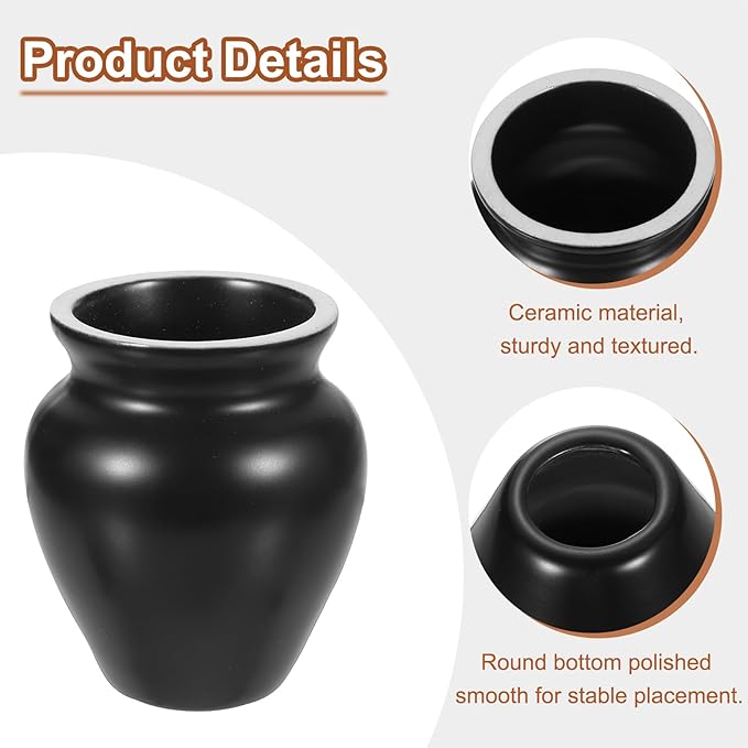 HARFINGTON Ceramic Chasen Stand 65mm Matcha Whisk Holder, Traditional Matcha Tea Chasen Holder, Black