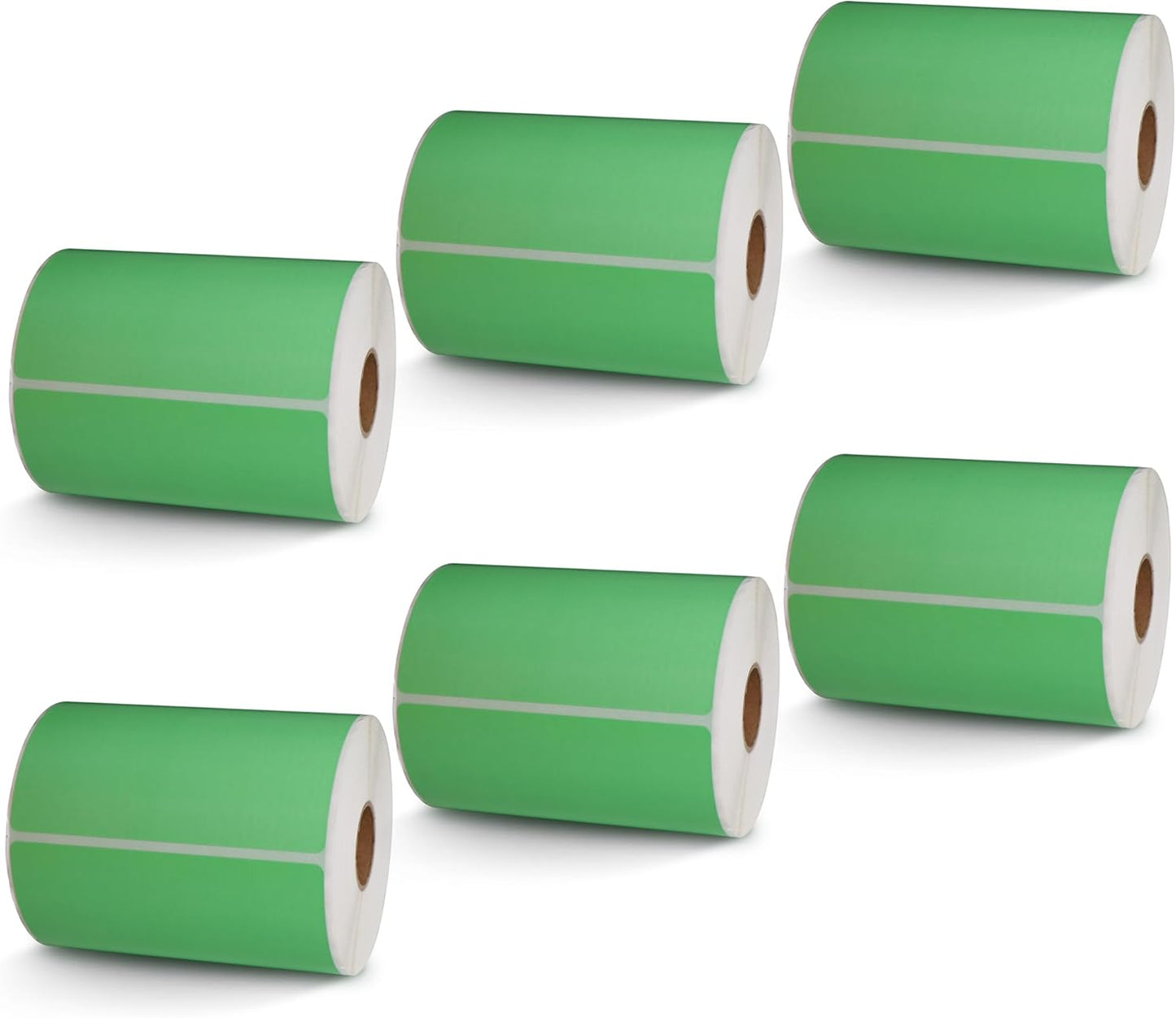BETCKEY - 4" x 4" Shipping & Large Square Labels Compatible with Zebra & Rollo Label Printer,Premium Adhesive & Perforated[Green, 6 Rolls, 2100 Labels]