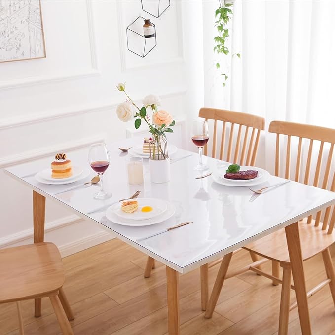 36 x 76 Inch Clear Table Cover Protector, Clear Table Protector for Dining Room Table, 1.5mm Plastic Table Cover, Waterproof Table Pad for Kitchen, Office