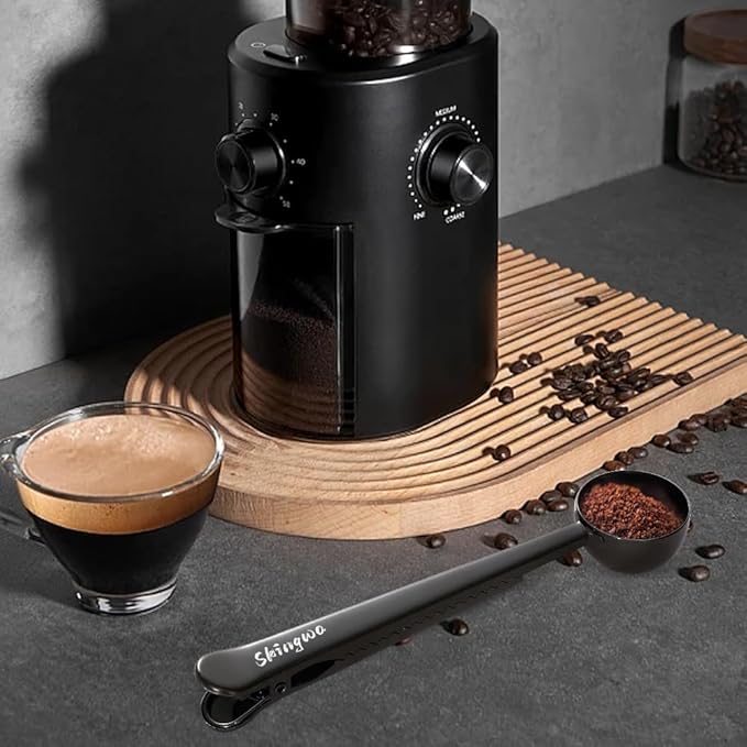 Coffee Scoop with Bag Clip, Multi-Function Milk Powder Measuring Spoon, 20ml (Black)