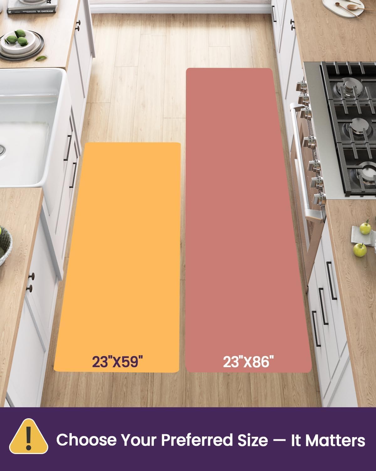 DEXI Kitchen Floor Mats Cushioned Anti Fatigue, 23x59 Large Wide Standing Comfort Runner Rug Waterproof, Marble Memory Foam Padded for Front Sink Laundry, Light Grey