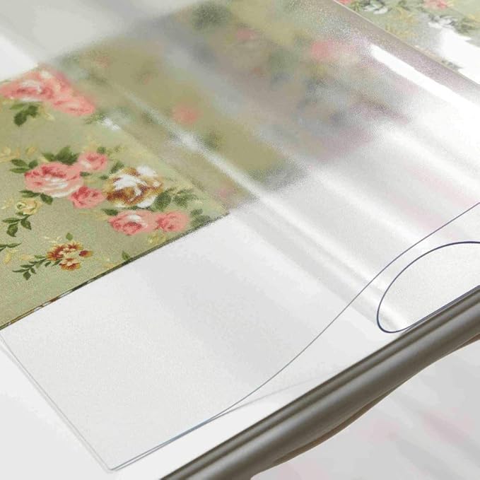 NECAUX Custom Multi-Size 1.5mm Thick Frosted PVC Table Cover Protector - 40 x 72 Inch Rectangular Plastic Protective Table Pad Kitchen Wood Grain Vinyl Cover for Dining Room Table/Office Desk