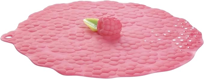 Charles Viancin - Raspberry Silicone Lid for Food Storage and Cooking - 11''/28cm - Airtight Seal on Any Smooth Rim Surface - BPA-Free - Oven, Microwave, Freezer, Stovetop and Dishwasher Safe