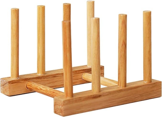 Kunovo Bamboo Dish Rack,Pot lid/Plate/Cutting Board Organizer for Kitchen cabinets,Bottle Drying Holder