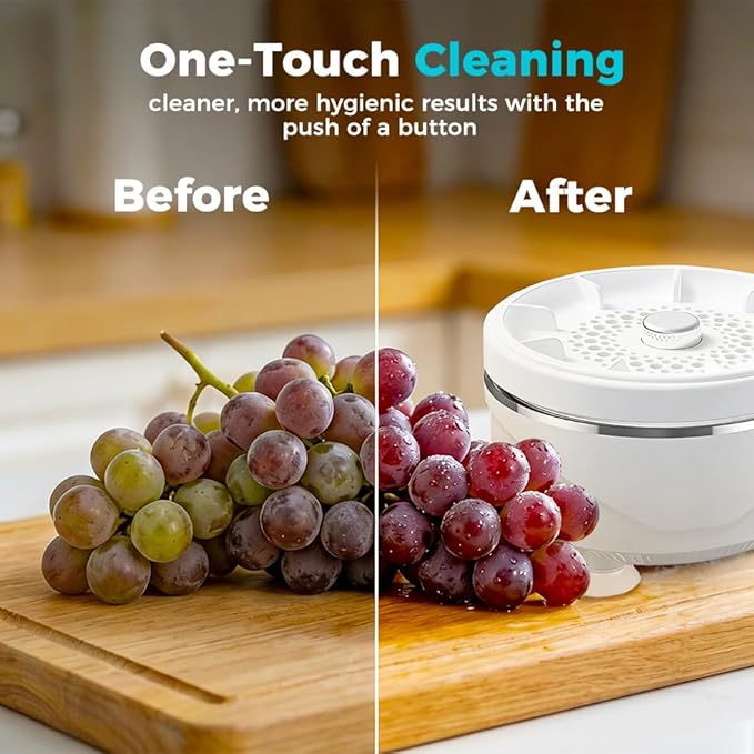 Fruit and Vegetable Washing Machine, 2026 Upgraded Produce Washing Device with Titanium Plate, Waterproof Food Cleaner, Rechargeable for Kitchen and Outdoor Use (1)
