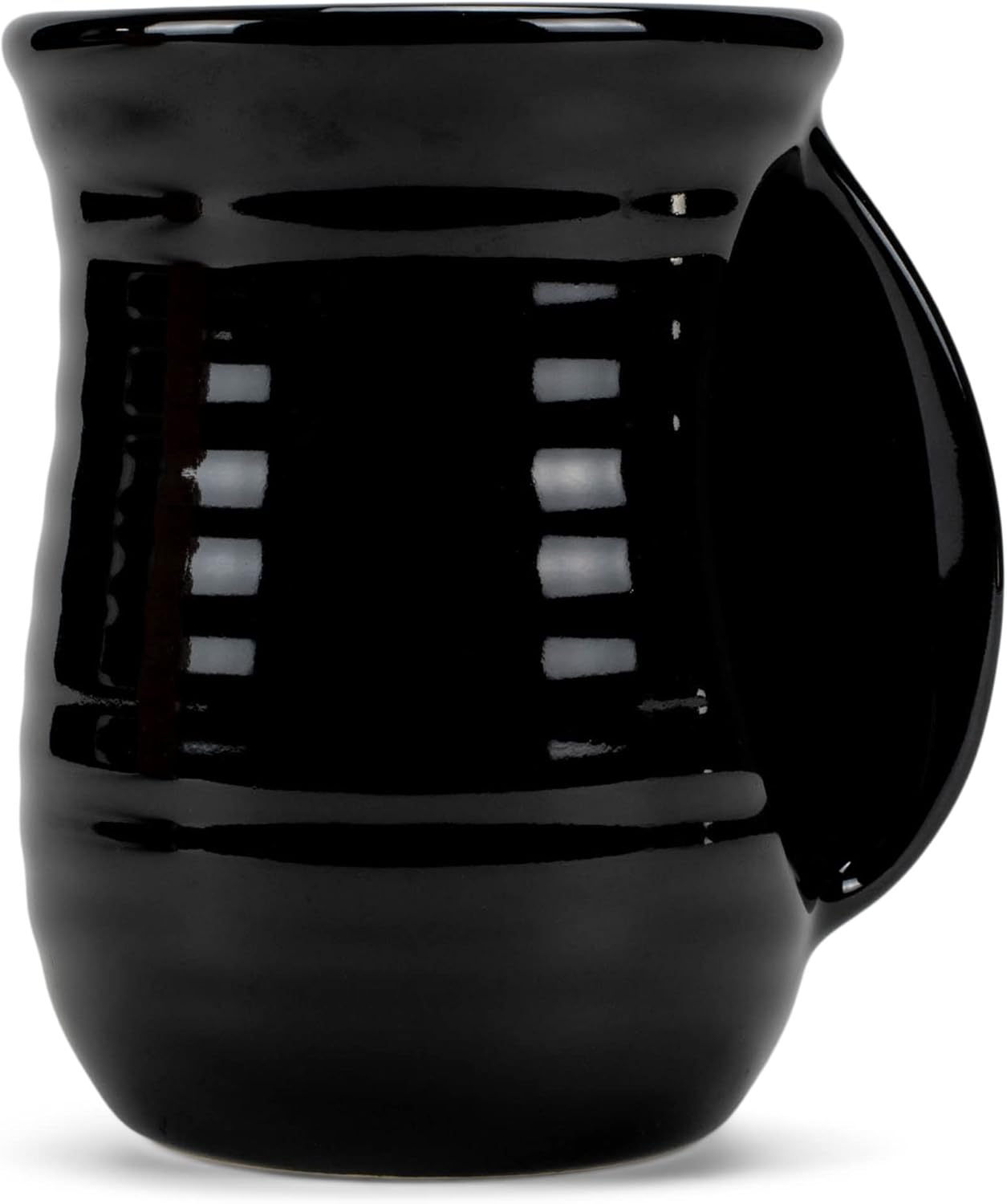 Elanze Designs Ribbed 14 ounce Ceramic Stoneware Handwarmer Mug Set of 4, Black