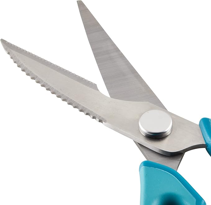 Rachael Ray Professional Multi Shear Kitchen Scissors with Herb Stripper and Sheath, 2 Piece, Agave Blue