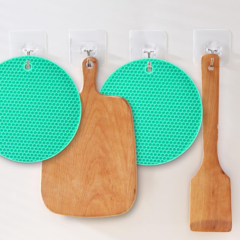homEdge Silicone Trivets Mat, 6 Packs Multipurpose Non Slip Heat Resistant Pot Holder-Mint Green