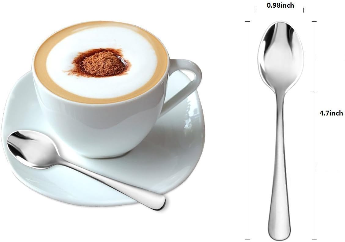 Demitasse Espresso Spoons,12-piece Mini Coffee Tiny Stainless Steel Spoons Bistro Small Spoons for Dessert, Tea, Appetizer(4.7Inch)…