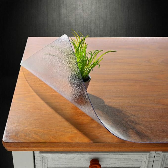 NECAUX Custom 40 x 87 Inch Frosted Table Cover Protector, 1.5mm Thick Wood Grain Transparent Table Pad Non-Slip Tablecloth Plastic Protective Pad for Dining Room Table Conference Table Trainning Table